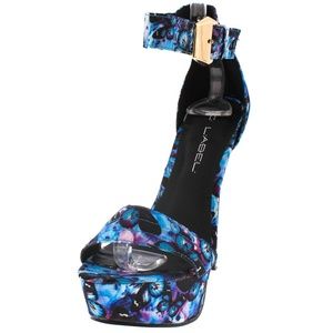 C Label Shoes - Dana Faux Silk Blue Butterfly Platform Heels C Label Shoes - Dana Faux Silk Blue Butterfly Platform Heels